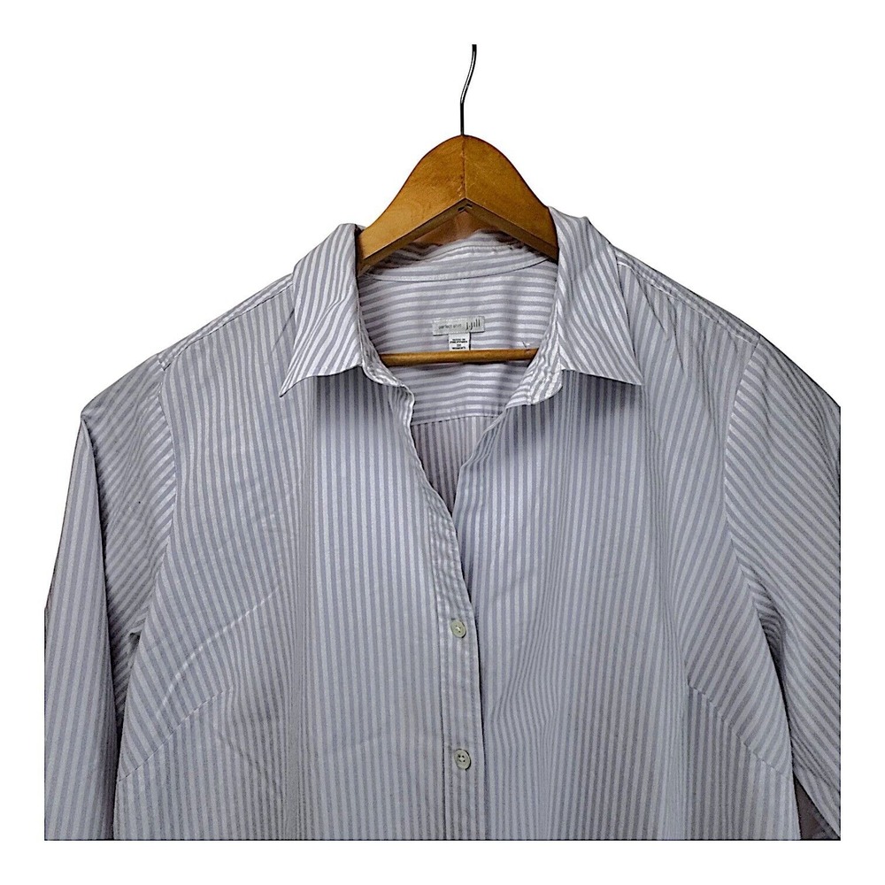 J Jill 'Perfect Shirt' Long Sleeve Button Down Purple White Striped Top Sz 3X - Picture 3 of 10